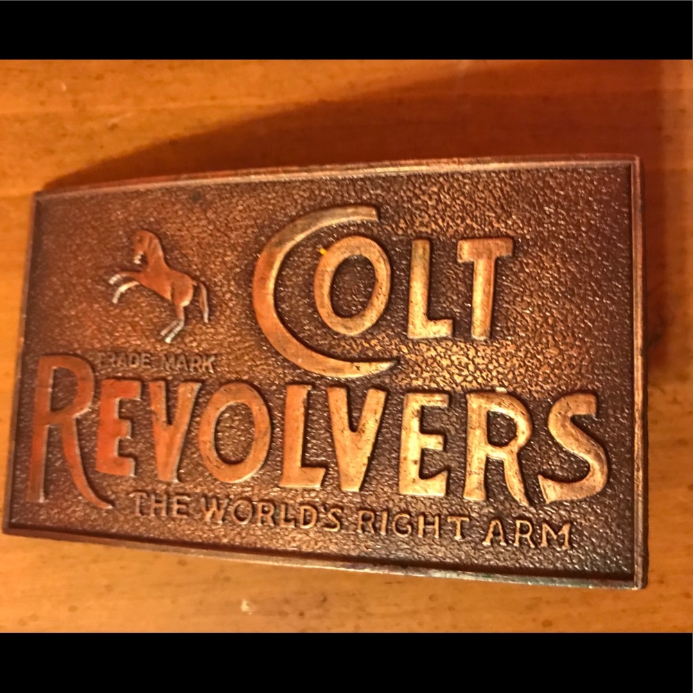 Colt revolver medal belt buckle